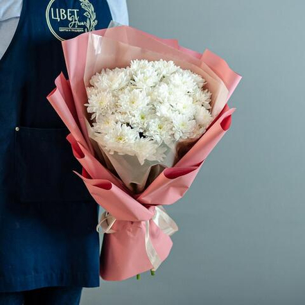 Букет белой хризантемы Балтика размер M