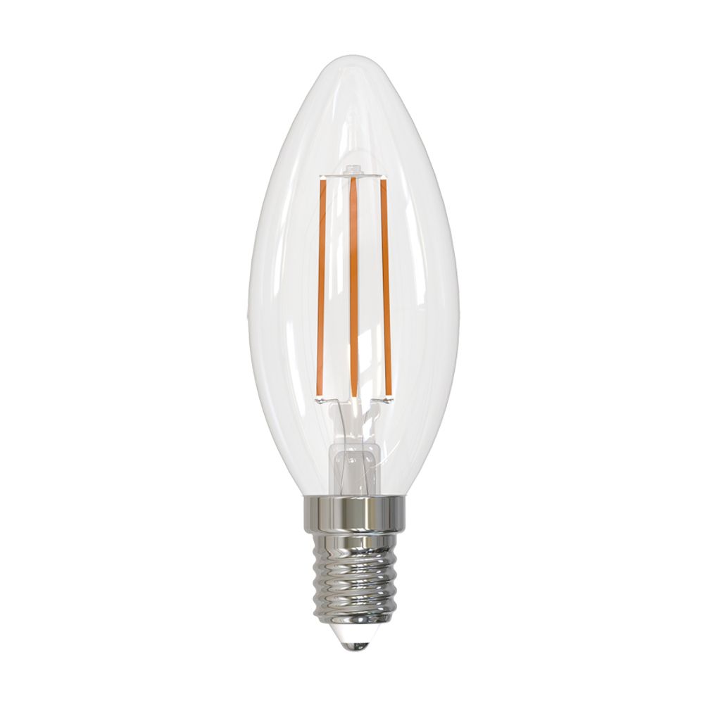 LED-C35-5W/4000K/E14/CL/SLF Лампа светодиодная. Форма свеча, прозрачная. Белый свет (4000K). ТМ Volpe