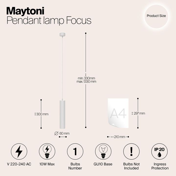 Подвесной светильник Maytoni Technical Focus P075PL-01W
