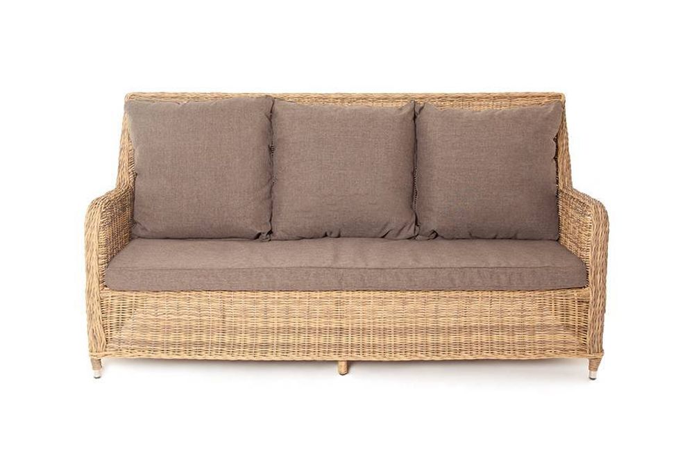 "Гляссе" диван трехместный из искусственного ротанга, цвет соломенный