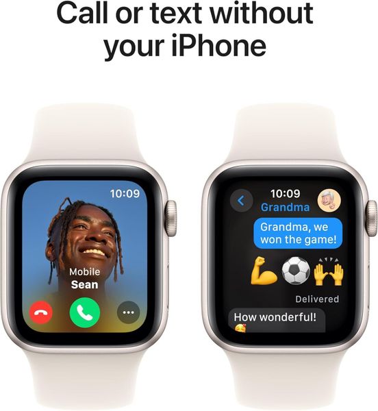 Умные часы Apple Watch SE 2024 44 мм из алюминия цвета «сияющая звезда», спортивный ремешок «сияющая звезда» (M/L)