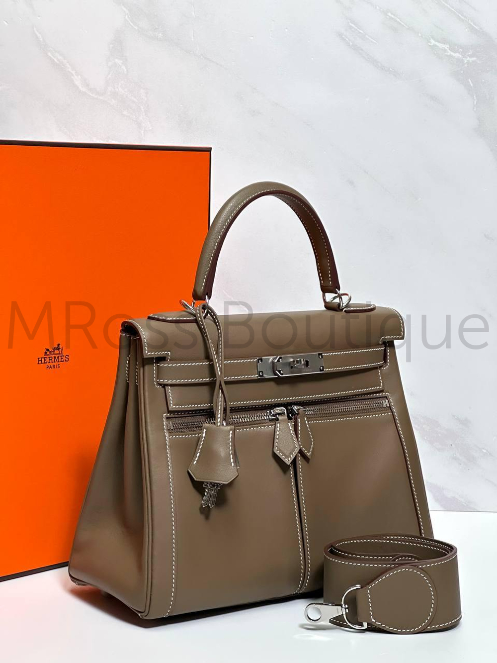 Сумка Hermes Kelly Lakis женская кожаная коричневая