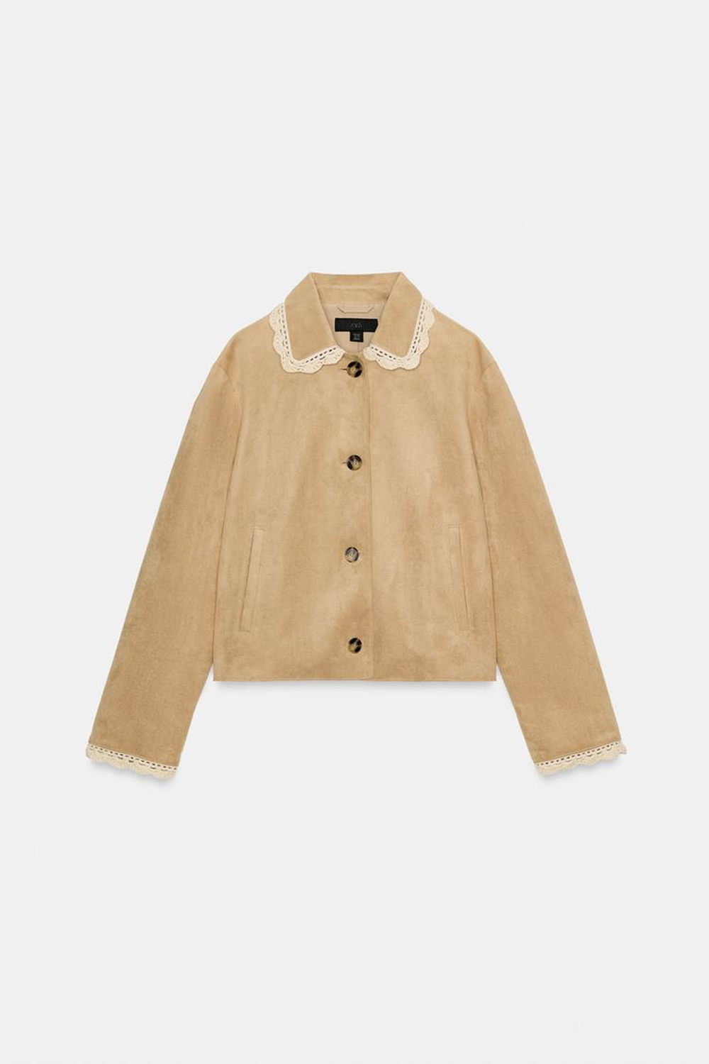 ZARA КУРТКА ИЗ ИСКУССТВЕННОЙ ЗАМШИ, БЕЖЕВЫЙ