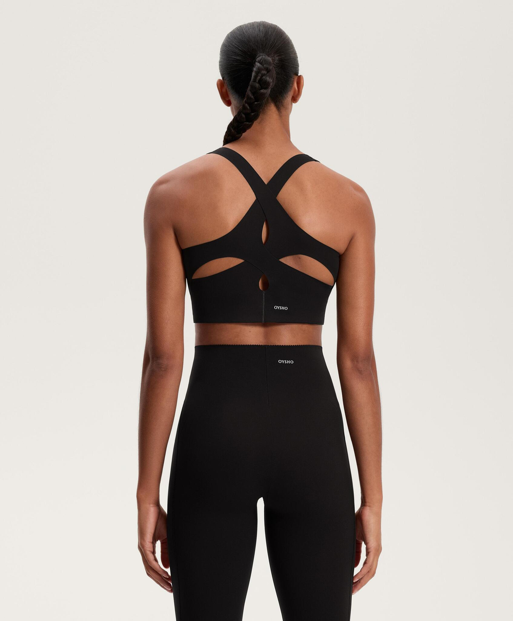 Oysho Кроп-топ с открытой спиной Light Touch, черный