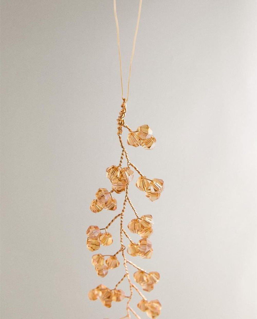 ZARA HOME ЕЛОЧНОЕ УКРАШЕНИЕ В ФОРМЕ ВЕТКИ С БУСИНАМИ, КАРАМЕЛЬНЫЙ