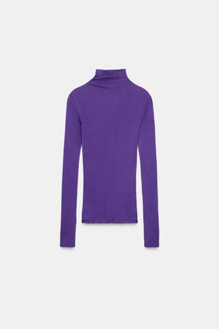 ZARA ФУТБОЛКА ИЗ ХЛОПКА SUPIMA®, ФИОЛЕТОВЫЙ