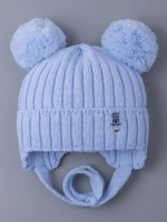 Шапка детская осенняя с завязками и помпонами