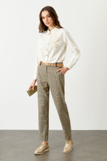 3944 Брюки женские (пепельно-бежевый клетка 2)