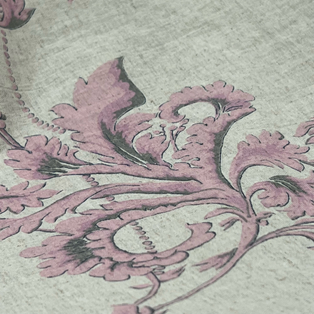 Штора из умягченного льна Завитки розовые 200*270см