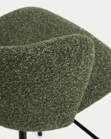 Барный стул Ciselia из темно-зеленого шенилла с ножками из черной стали