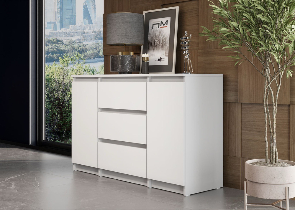 Комод 3 ящика 2 створки «Денвер» Белый