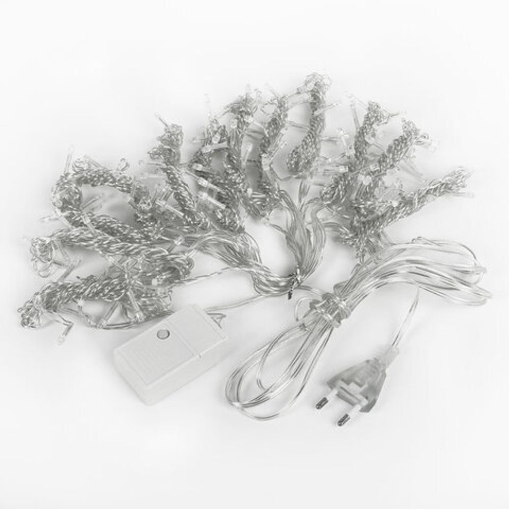 Электрогирлянда-занавес комнатная "Штора" 3х2 м, 144 LED, холодный белый свет, 220 V, ЗОЛОТАЯ СКАЗКА, 591351