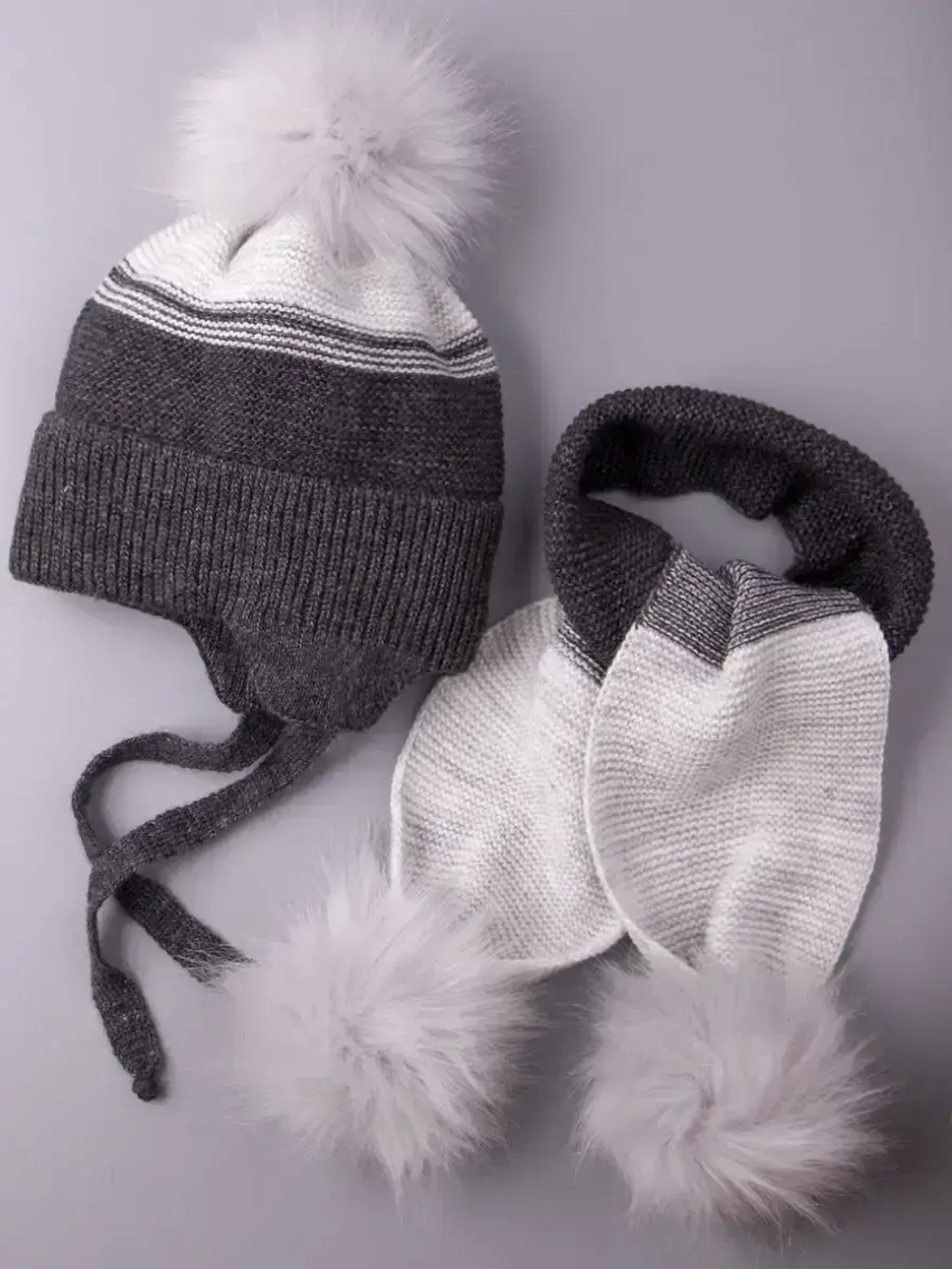 Шапка детская зимняя вязаная и шарф