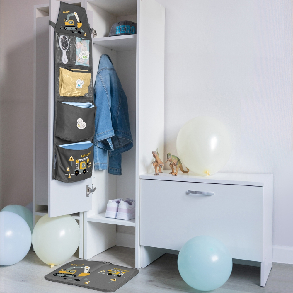 Кармашки для детского сада на резинке. Экскаватор