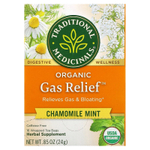 Traditional Medicinals, Organic Gas Relief, ромашка и мята, без кофеина, 16 упакованных чайных пакетиков, 24 г (0,85 унции)