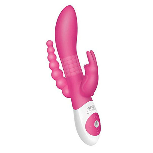 Розовый вибратор-кролик с анальным отростком The Rabbit Company Beaded D.P.Rabbit TRC-014HP