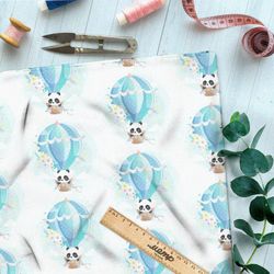 Ткань саржа нежные панды на воздушном шаре