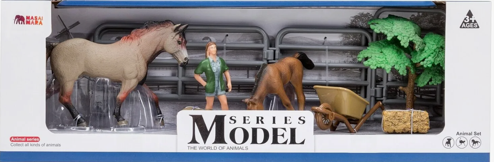 Игровой набор Masai Mara Мир домашних животных: американская лошадь, жеребенок, 8 предметов