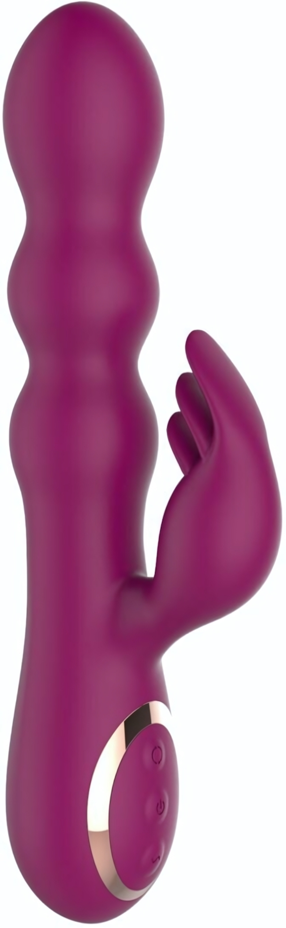 Сливовый вибратор-кролик AN Stamen с массажем бусинами - 22 см. (Цвет: красный)