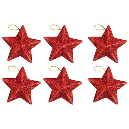 Украшения подвесные "Звезды красные блестки"