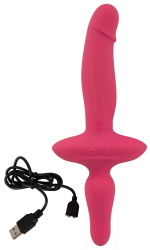 Розовый двусторонний вибратор 2in1 Vibrator & Butt Plug (Цвет: розовый)
