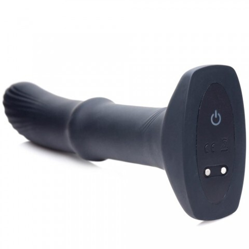 Thunderplugs Slider Sliding Shaft Anal Plug - анальный вибромассажер с движущимся кольцом, 19.8х3.8 см (чёрный)