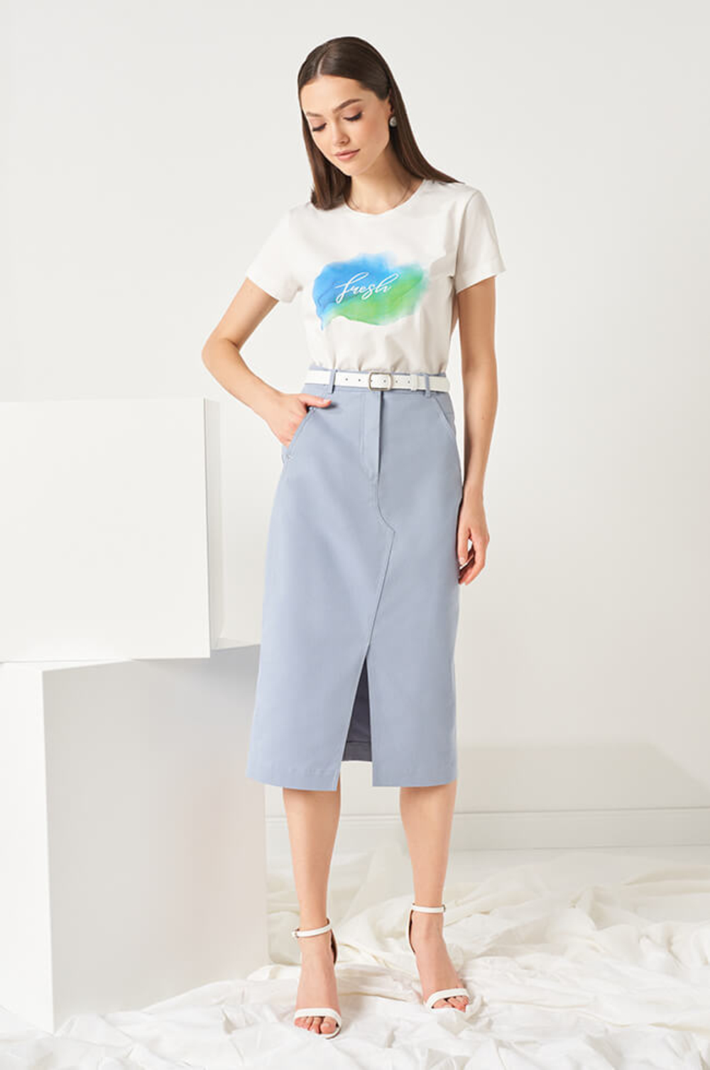 4808 Юбка женская (дымчато-голубой)