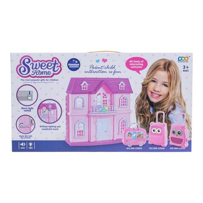 Игрушечный дом для куклы с мебелью и фигурками коробка 666-2260AM