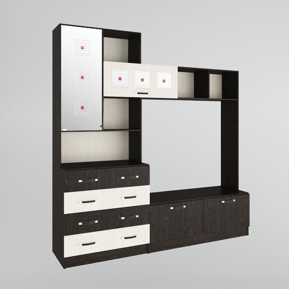 Стенка "Ронда" ЦСР 2000.1 с зеркалом (венге\дуб молочный), ДСВ-Мебель, г. Пенза Русский