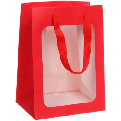 Пакет для цветов и подарков»Искренний подарок» 18*13*25 см, Красный