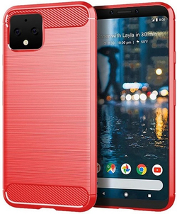 Чехол на Google Pixel 4 цвет Red (красный), серия Carbon от Caseport