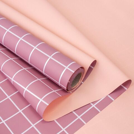 Пленка мат-я КЛЕТКА 58*10 КРЕМ ХАКИ/ПЕРСИК