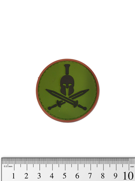 Шеврон Спартанец круг PVC 5 см. Олива