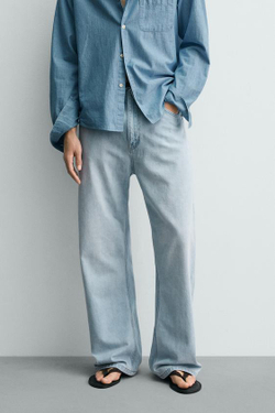 ZARA ДЖИНСЫ FLARED FIT, ГОЛУБОЙ