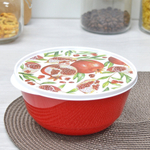 Миска 1л с крышкой "Bergamo" с декором (красный)