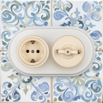 Выключатель 1кл. проходной, керамика, цвет песочное золото B1-201-04