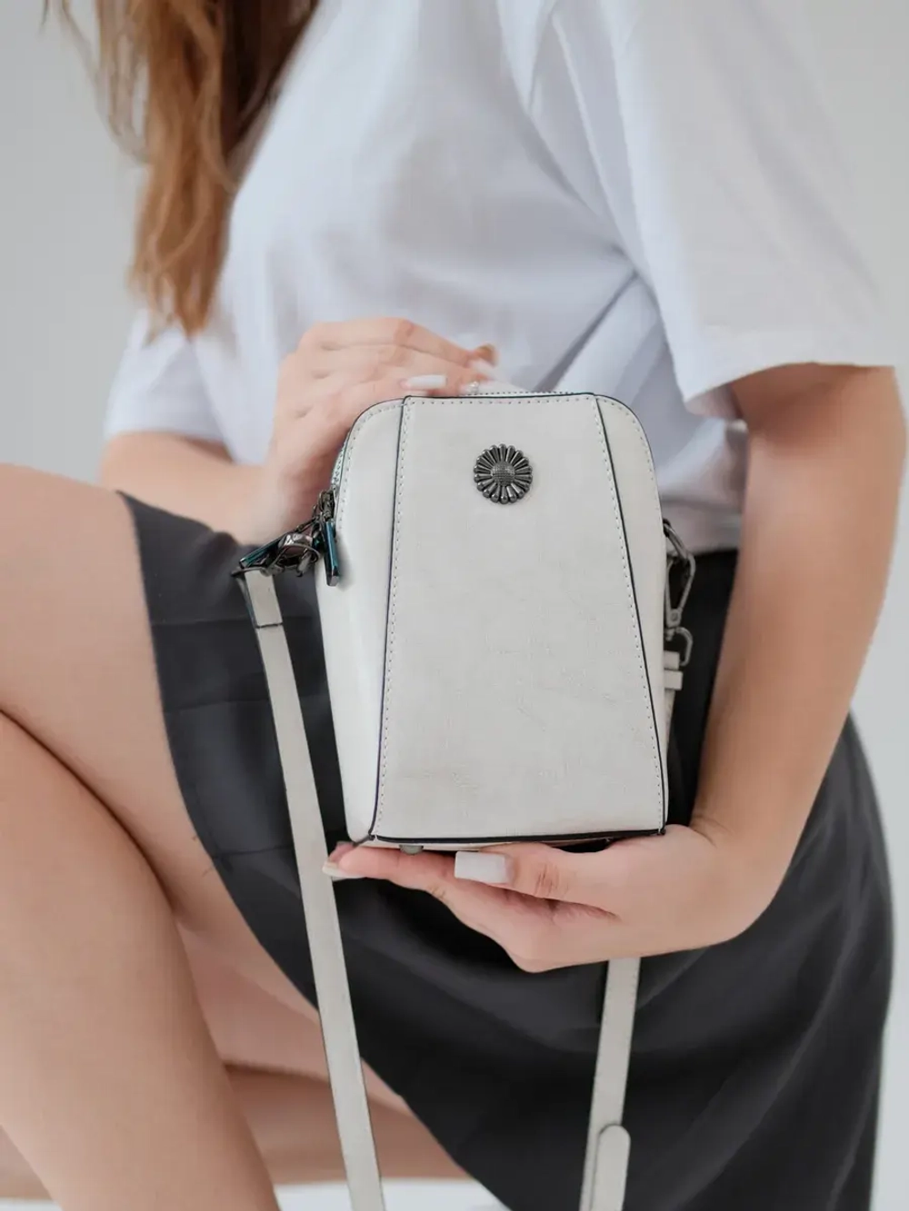 Сумка через плечо маленькая кросс боди для телефона кожаная