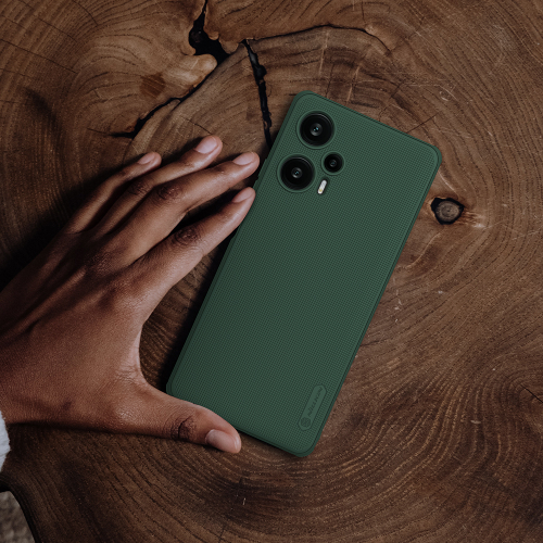 Противоударный чехол зеленого цвета от Nillkin для Xiaomi Redmi Note 12 Turbo и Poco F5, серия Super Frosted Shield Pro