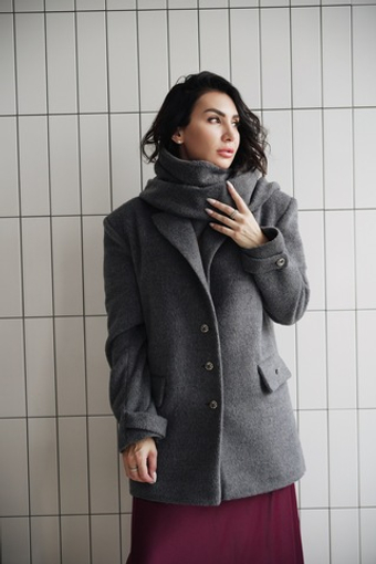 Пиджак - пальто с косынкой oversize