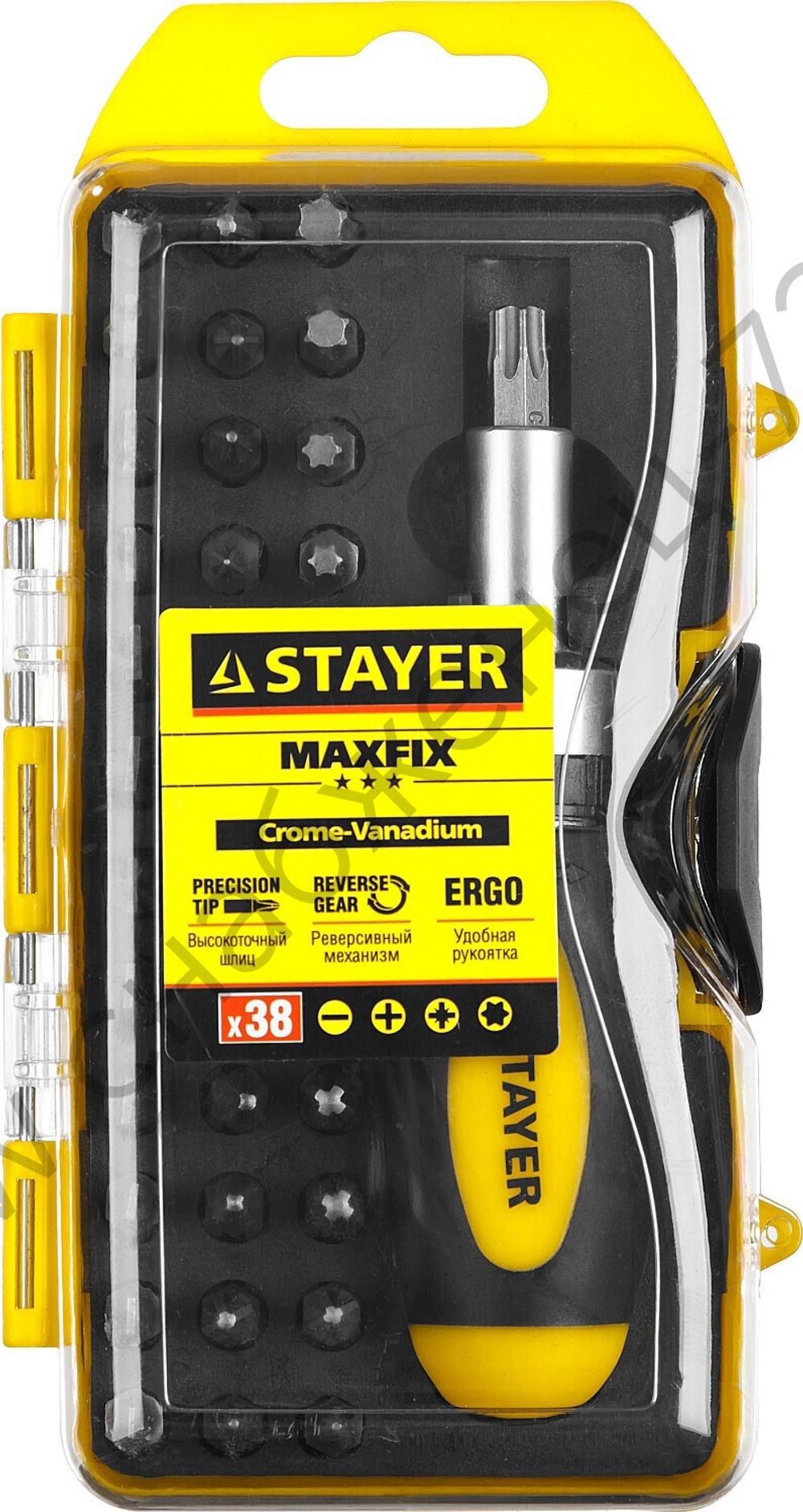 STAYER Compact-38 38 предм., Реверсивная отвертка с насадками (2557-H38)