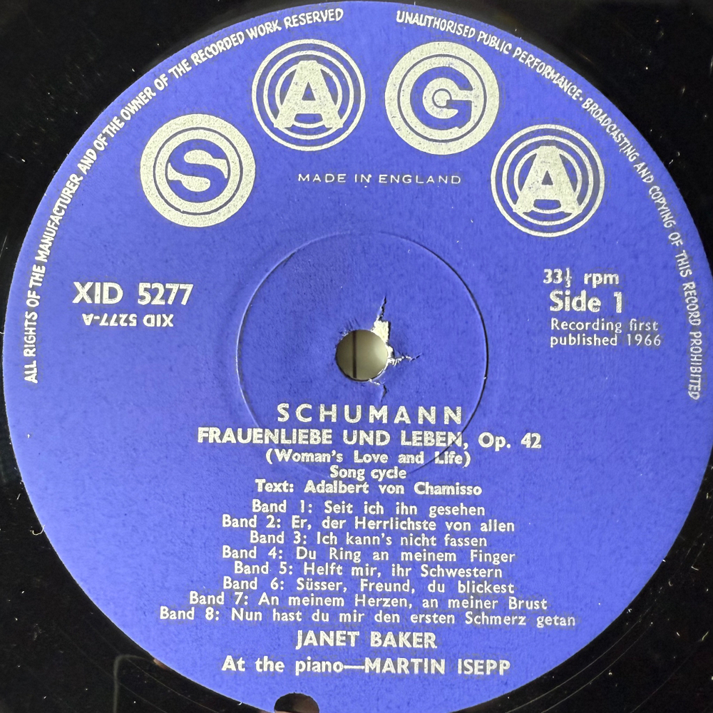 Janet Baker ‎– Sings Schumann, Schubert & Brahms (Англия 1966г.)