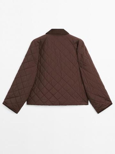 Massimo Dutti Короткая легкая куртка с вельветовой деталью, бордо