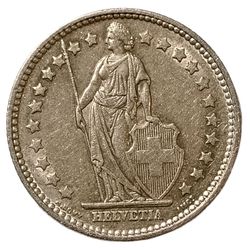 Монета Швейцарии 1 франк (franc) 1956 год