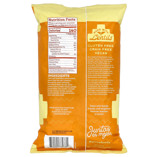 Siete, Слоеные снэки без злаков, кесо без молочных продуктов, 113 г (4 унции)