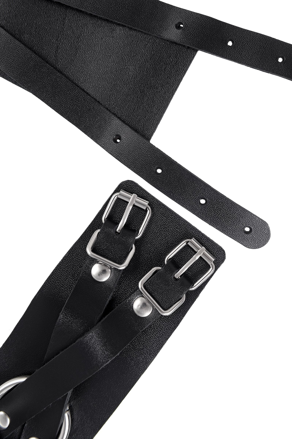 Черные кожаные оковы с двумя перекрёстными ремешками