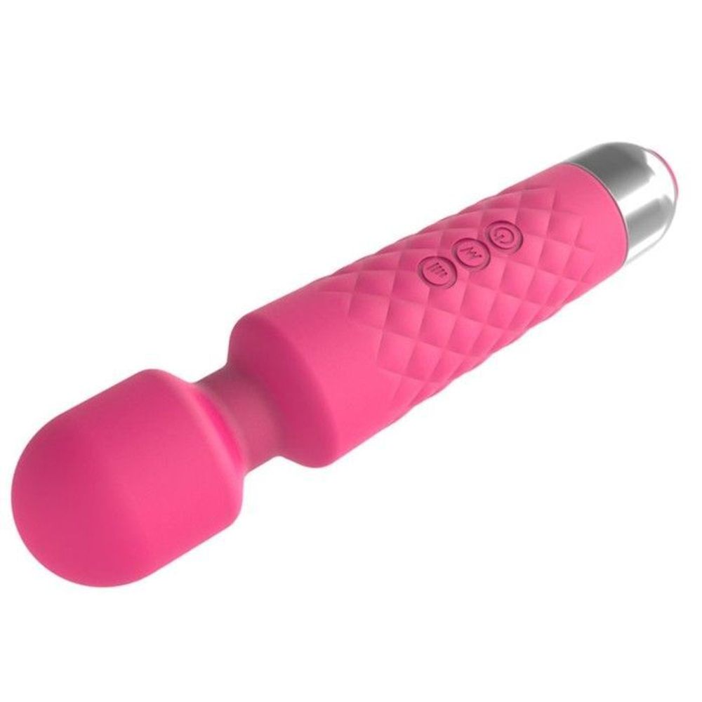 Розовый wand-вибратор с подвижной головкой - 20,4 см. (Цвет: розовый)