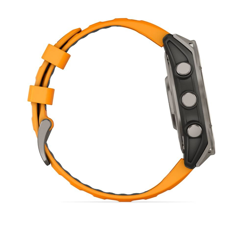 Умные часы Garmin FENIX 8 47 мм Amoled Sapphire Titanium with Spark Orange/Grapphite Silicone Band