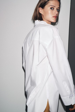 ZARA РУБАШКА ИЗ ПОПЛИНА — ZW COLLECTION, БЕЛЫЙ