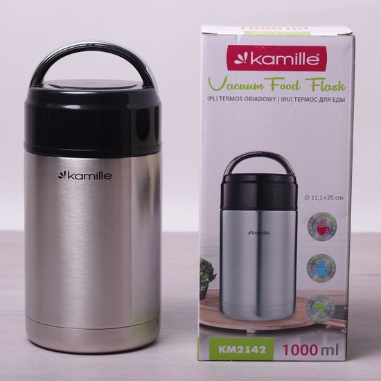 Термос для еды  Kamille KM 2142 (1 л.) из нержавеющей стали