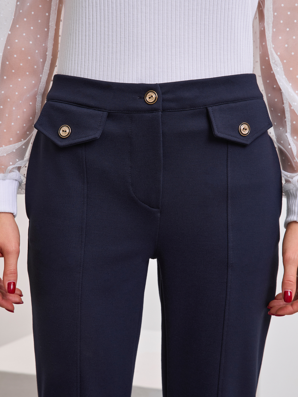 Брюки классические для девочки клёш тёмно-синие